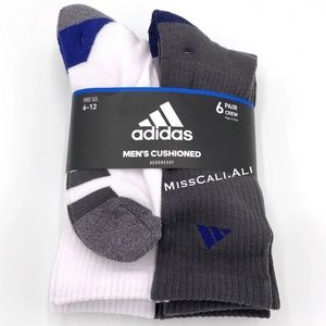 Adidas Crew Socks for Men 6 PAIRS Sports Gym
